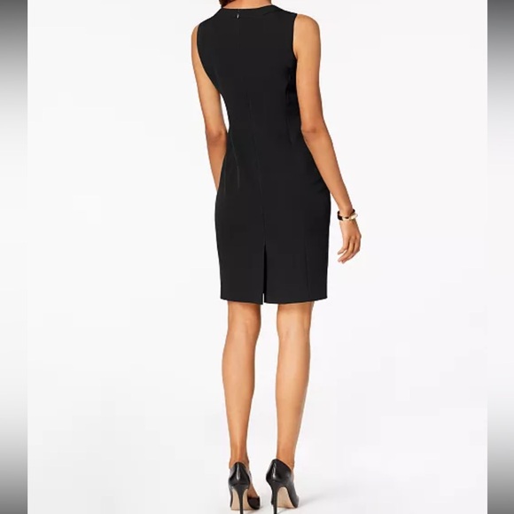 Womens Kasper Sleeveless Seamed Waist Sheath Dress Black Crew Neck Size 4 NWT - Picture 2 of 11